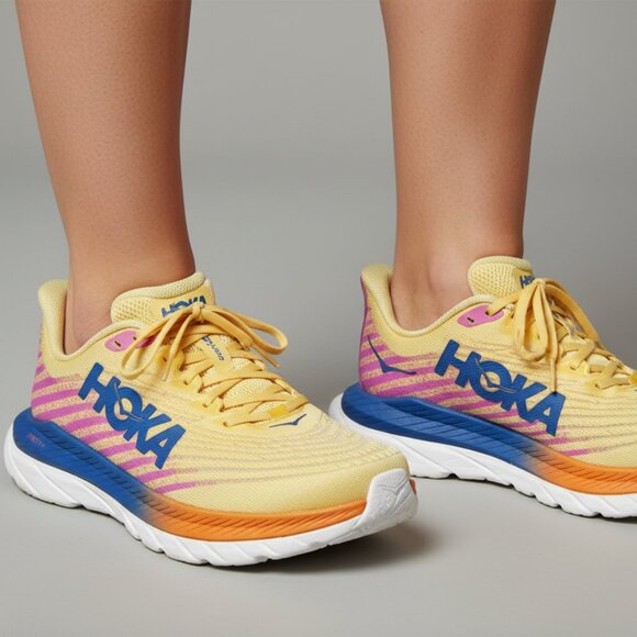 🌟 Hoka Mach 5 Running Shoes Women's Impala Cyclamen Pink Orange Size 9B - Picture 1 of 7